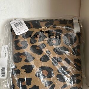 Coach Tan and Black Leopard Print Crossbody